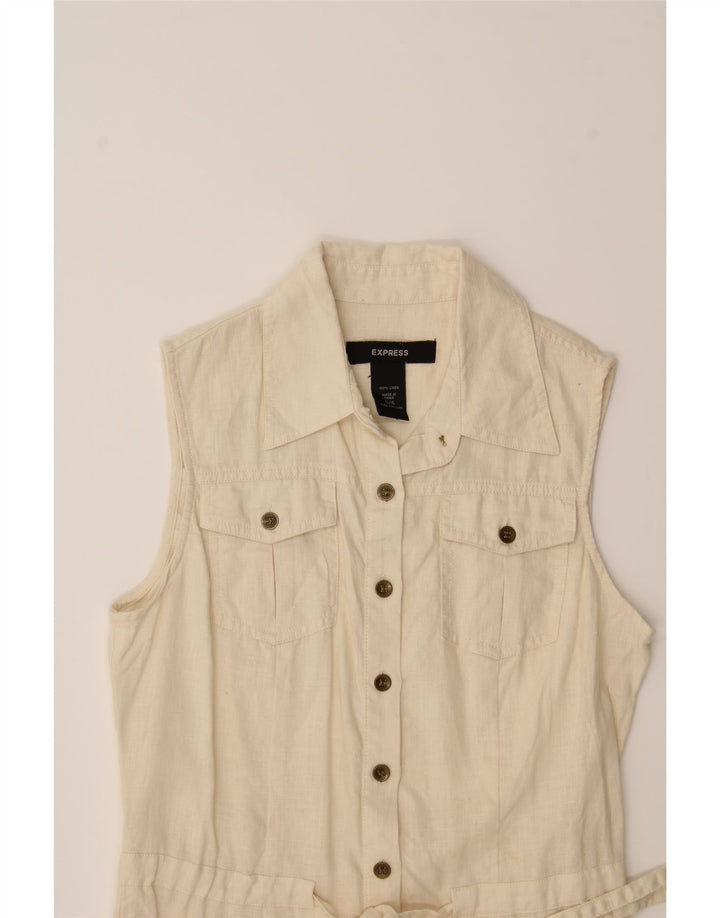 EXPRESS Womens Sleeveless Shirt Dress US 5/6 Medium Beige Cotton Vintage Express and Second-Hand Express from Messina Hembry 