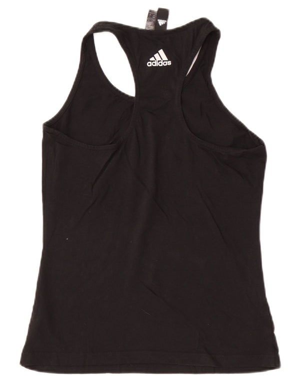 Adidas Womens Graphic Vest Top UK 8/10 Small Black Cotton