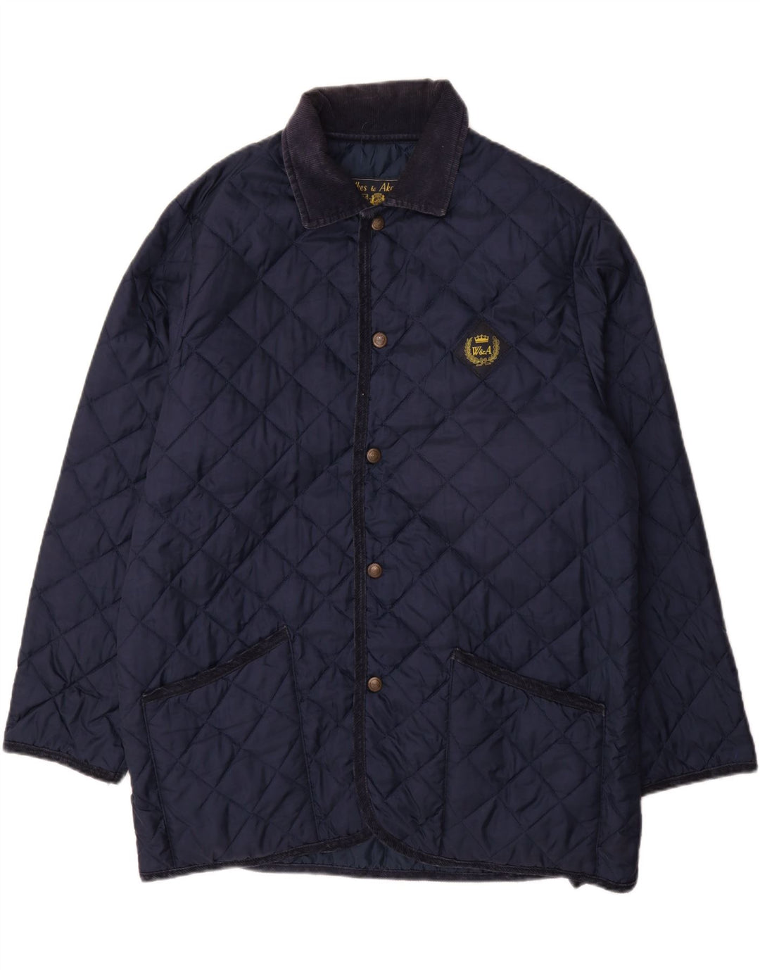 WILKES&AKERMAN Mens Quilted Jacket UK 40 Large Navy Blue Polyamide