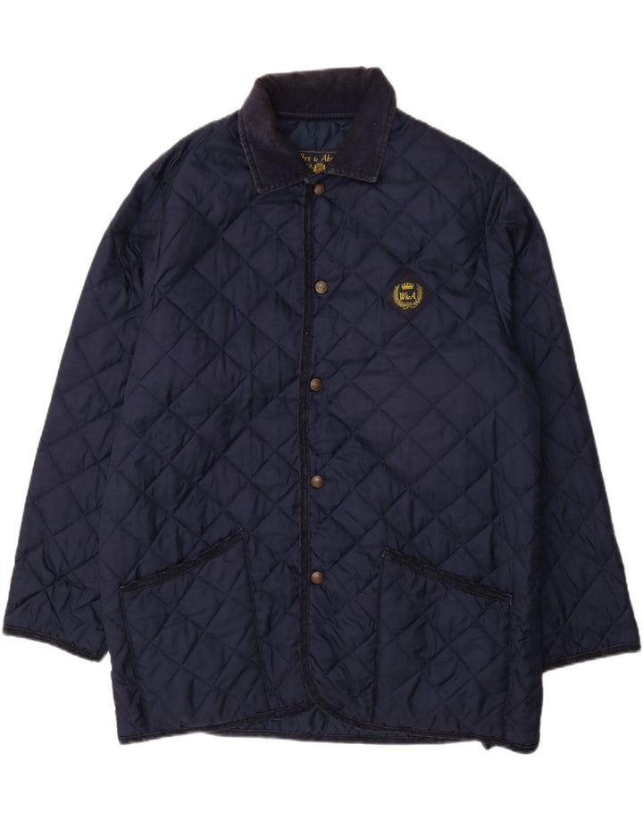 WILKES&AKERMAN Mens Quilted Jacket UK 40 Large Navy Blue Polyamide