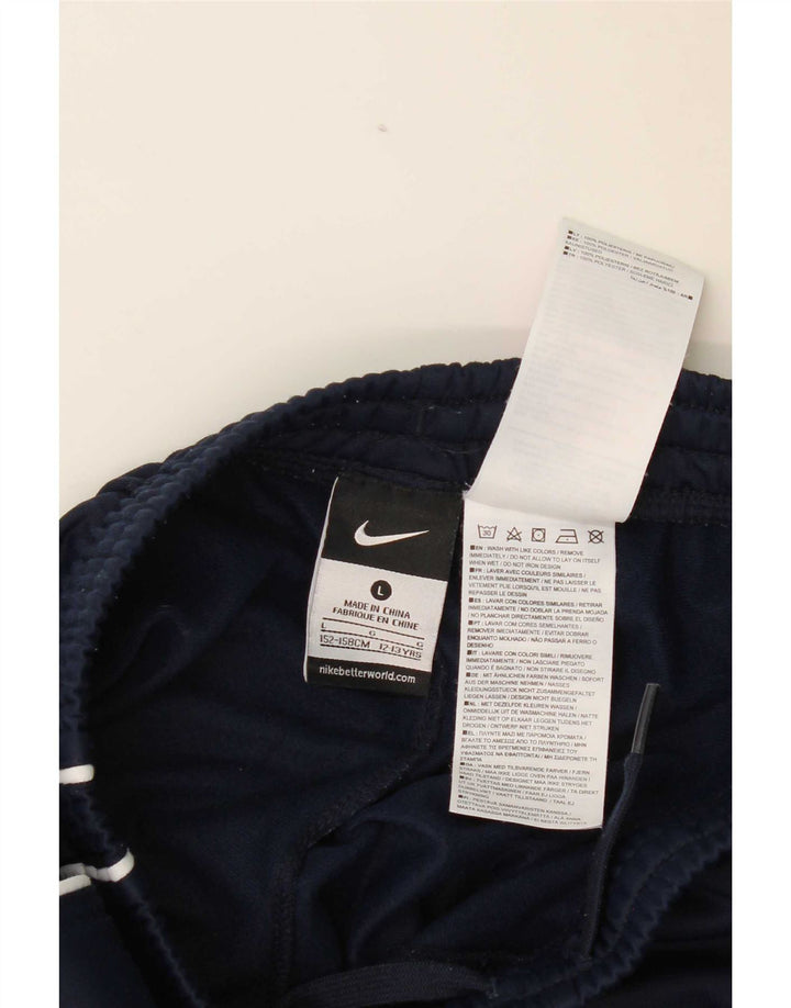 Nike Girls Tracksuit Trousers 12-13 Years Large Navy Blue Polyester