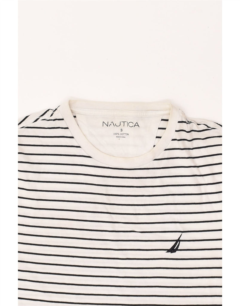 NAUTICA Mens T-Shirt Top Small White Striped Cotton | Vintage Nautica | Thrift | Second-Hand Nautica | Used Clothing | Messina Hembry 