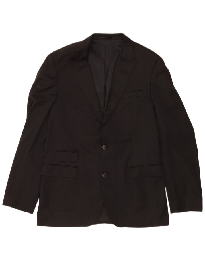 Hugo Boss Mens 2 Button Blazer Jacket UK 40 Large Black Virgin Wool