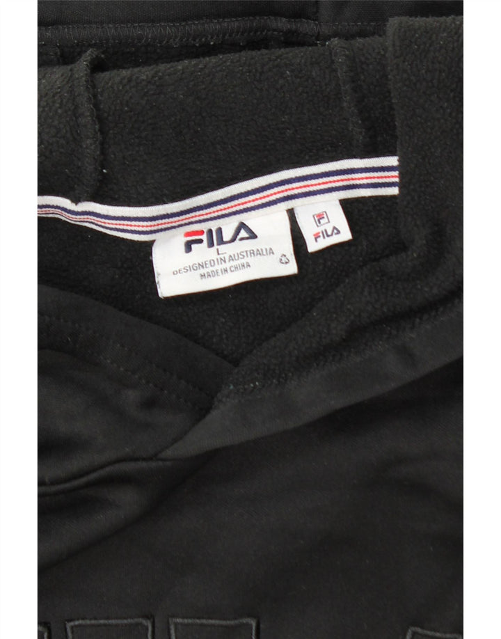 FILA Mens Graphic Hoodie Jumper Large Black Cotton