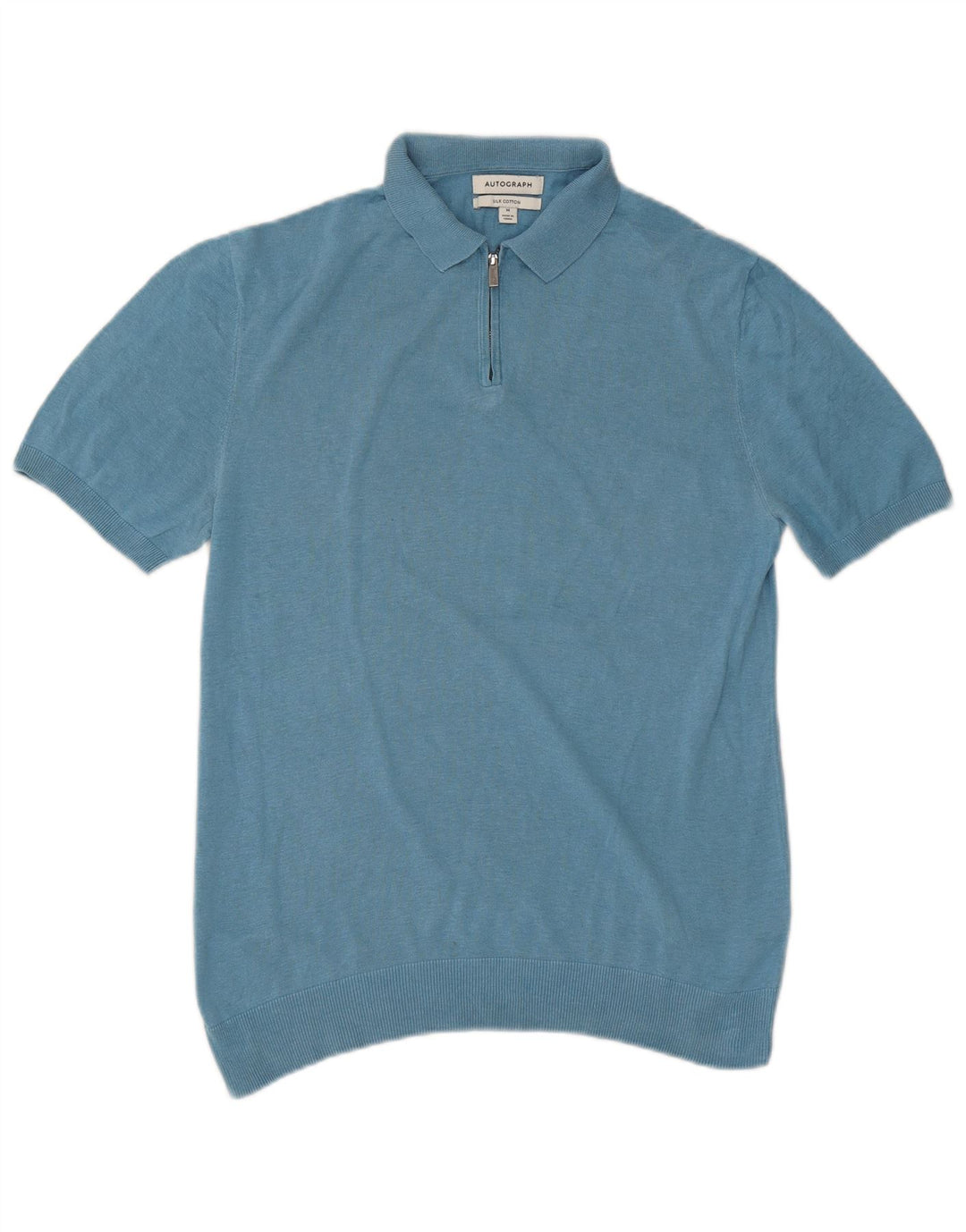 Marks & Spencer Mens Autograph Polo Shirt Medium Blue Silk
