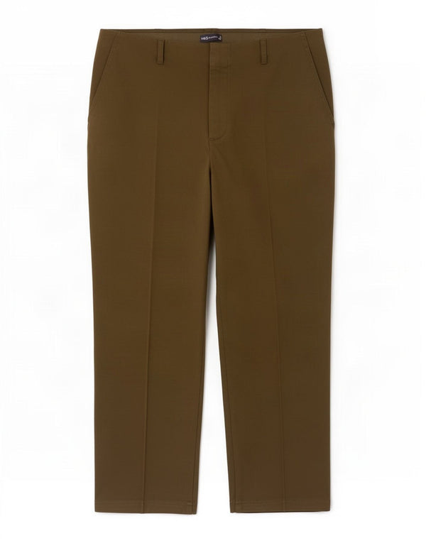 Marks & Spencer Womens Straight Casual Trousers UK 18 XL W36 L28 Khaki
