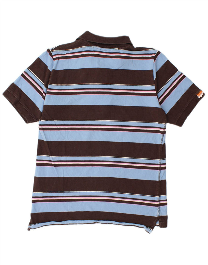 Superdry Mens Polo Shirt Small Brown Striped Cotton