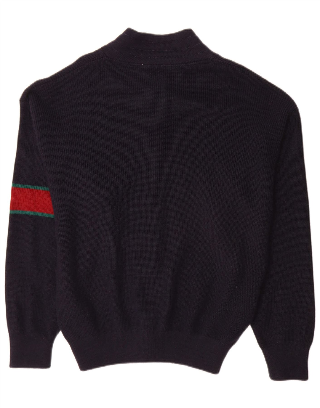 Vintage Mens Cardigan Sweater Large Navy Blue Colourblock Wool