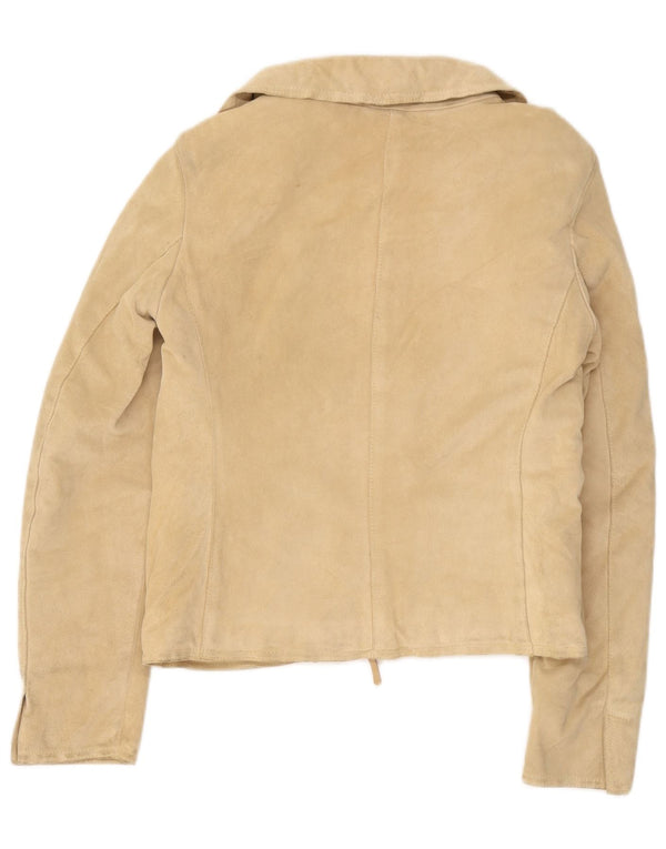 Bruno Verri Womens Suede Jacket IT 42 Medium Beige Leather
