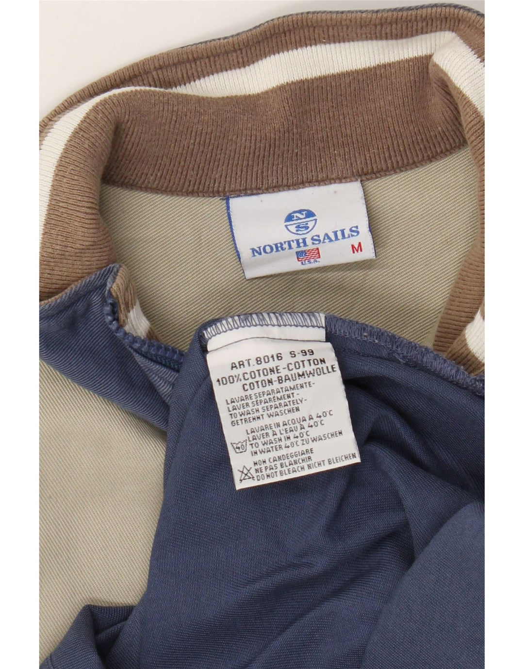 North Sails Mens Zip Neck Sweatshirt Jumper Medium Blue Colourblock Cotton
