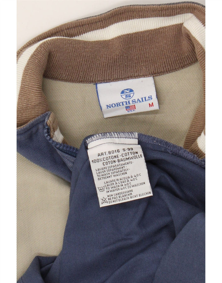 North Sails Mens Zip Neck Sweatshirt Jumper Medium Blue Colourblock Cotton