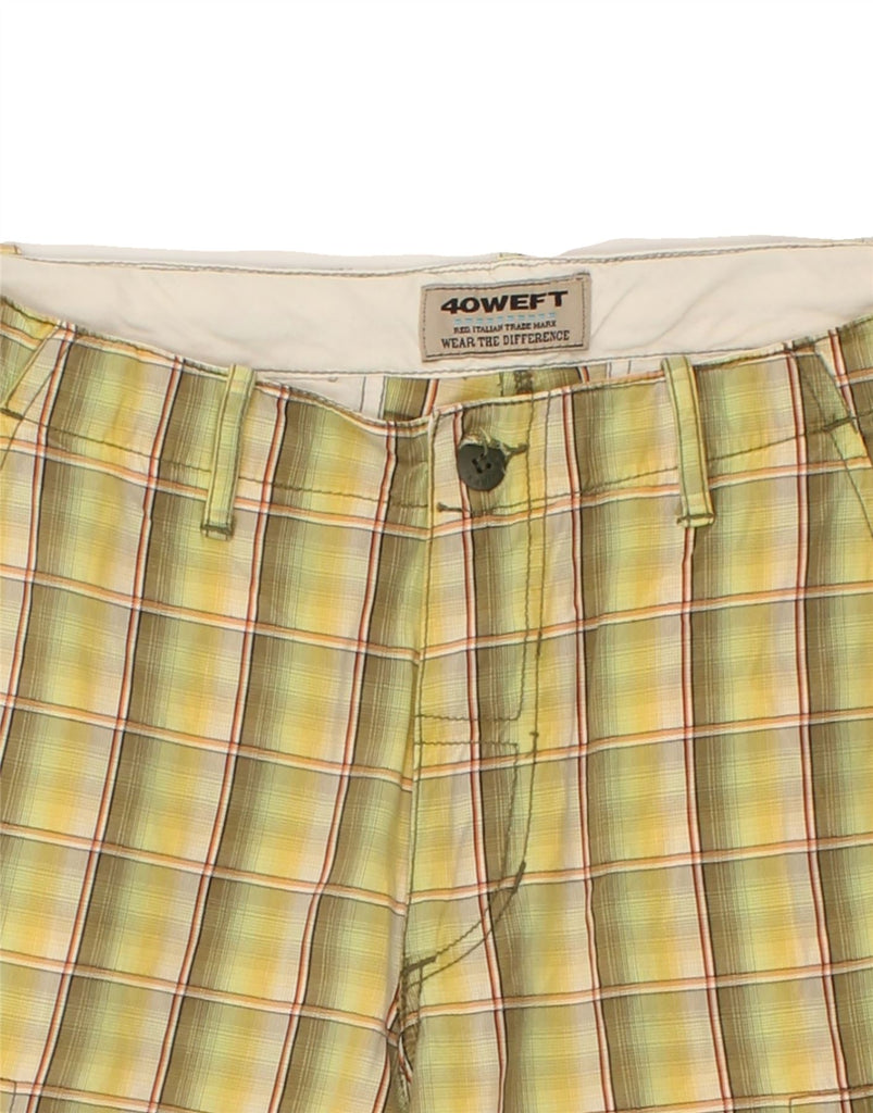 40WEFT Mens Cargo Shorts W32 Medium Yellow Check Cotton | Vintage 40Weft | Thrift | Second-Hand 40Weft | Used Clothing | Messina Hembry 