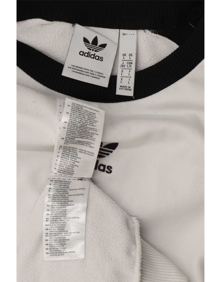 Adidas Mens Graphic Sweatshirt Jumper Large White Colourblock Polyester