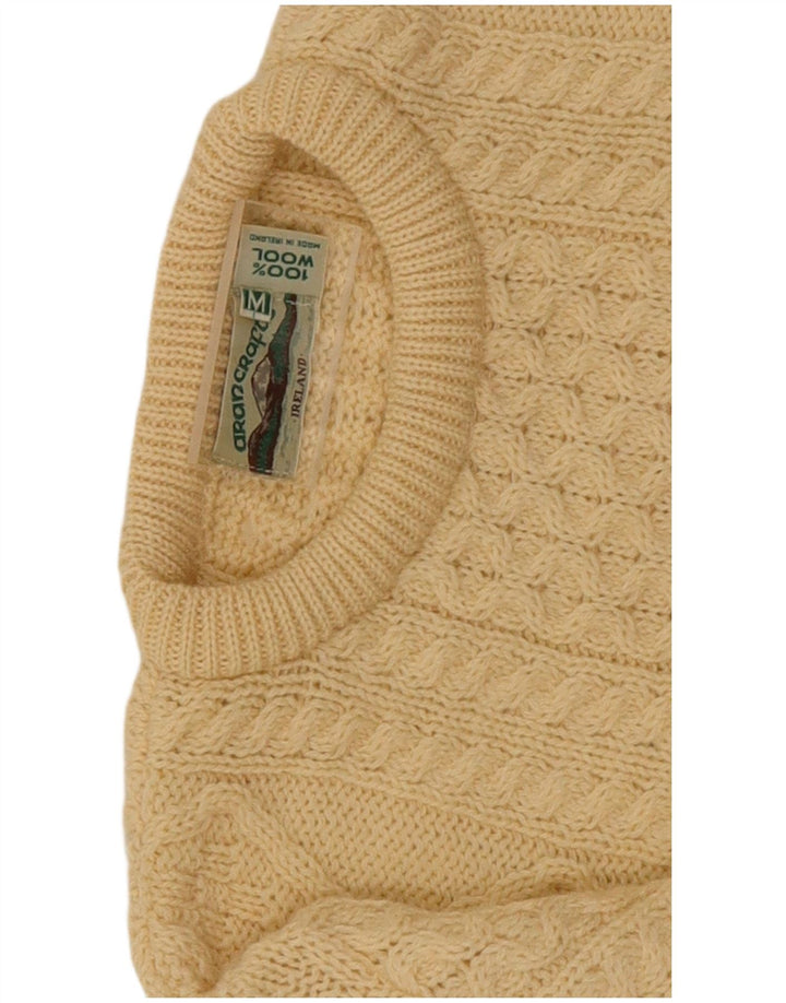 arancrafts Mens Crew Neck Jumper Sweater Medium Beige Wool
