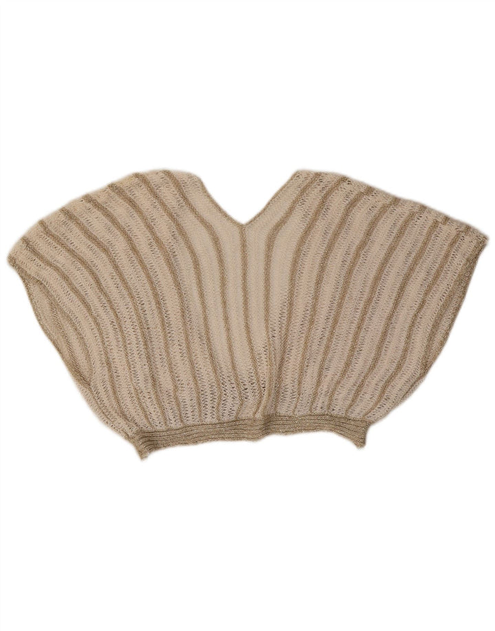 Vintage Womens 2 Piece Skirt Set UK 8 Small W26  Beige Striped Acrylic