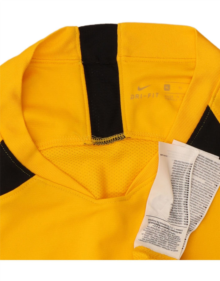 Nike Mens Dri Fit T-Shirt Top XL Yellow Colourblock Polyester