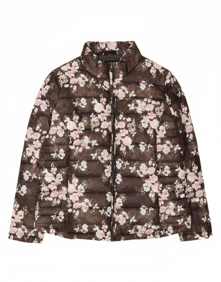JANINA Womens Padded Jacket IT 46 Large Brown Floral