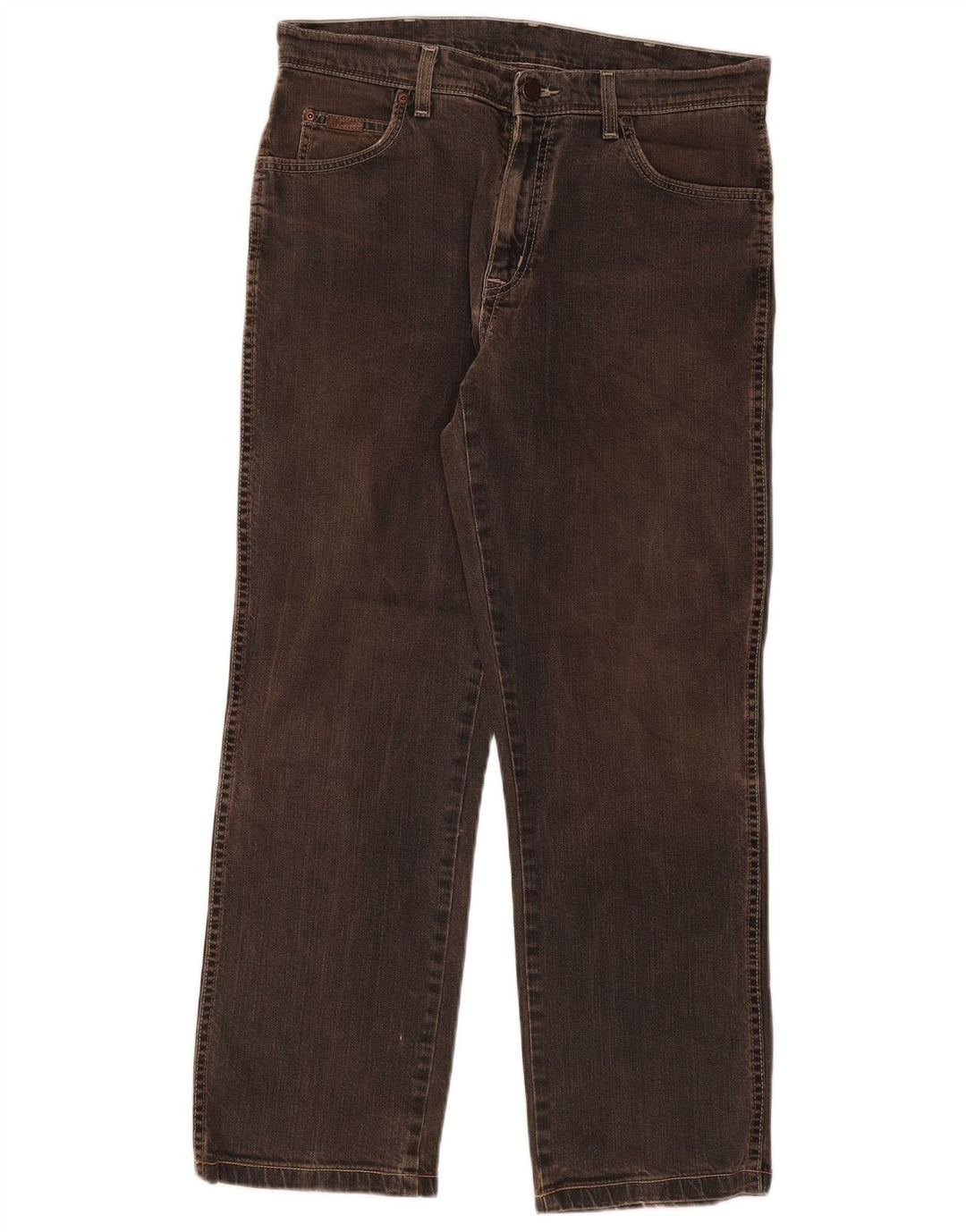 Wrangler Mens Texas Stretch Straight Jeans W33 L29 Brown Cotton