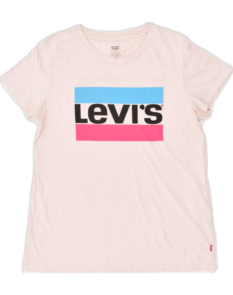 LEVI'S Womens Graphic T-Shirt Top UK 10 Small Pink Cotton | Vintage Levi's | Thrift | Second-Hand Levi's | Used Clothing | Messina Hembry 