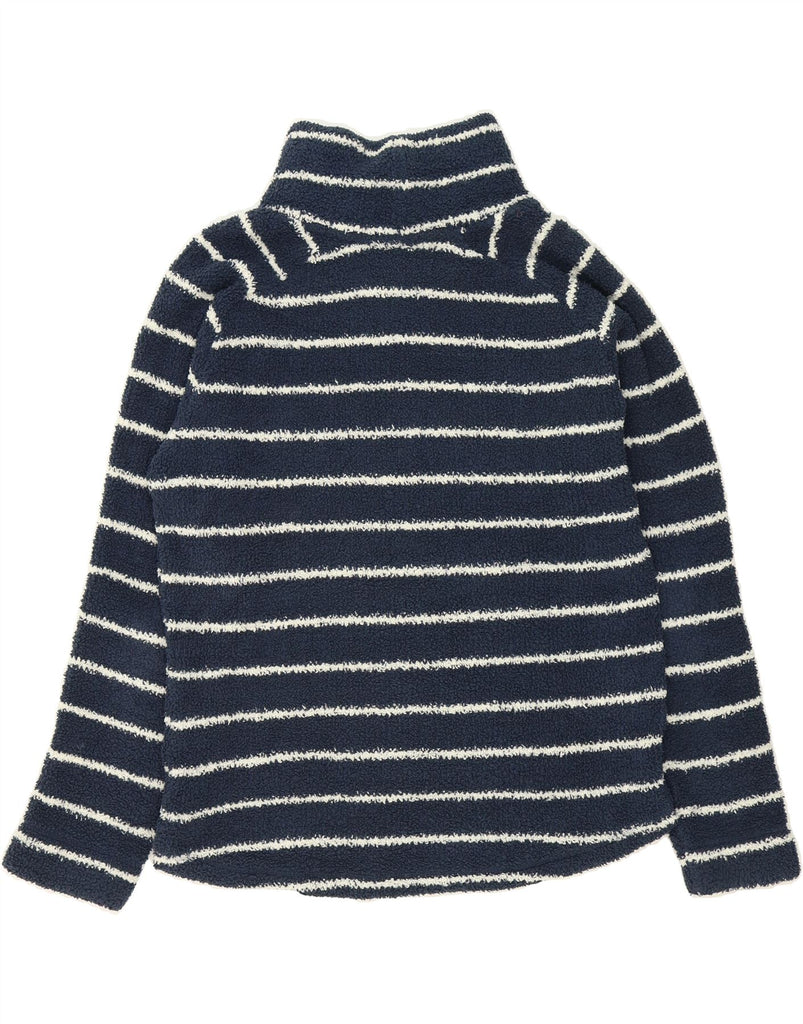 WEIRD FISH Womens Fleece Jumper UK 14 Large  Navy Blue Striped Polyester Vintage Weird Fish and Second-Hand Weird Fish from Messina Hembry 