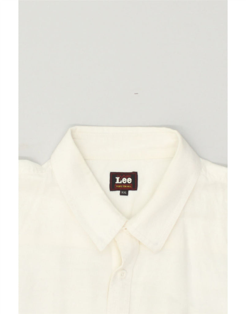 LEE Mens Short Sleeve Shirt 2XL White Linen | Vintage Lee | Thrift | Second-Hand Lee | Used Clothing | Messina Hembry 