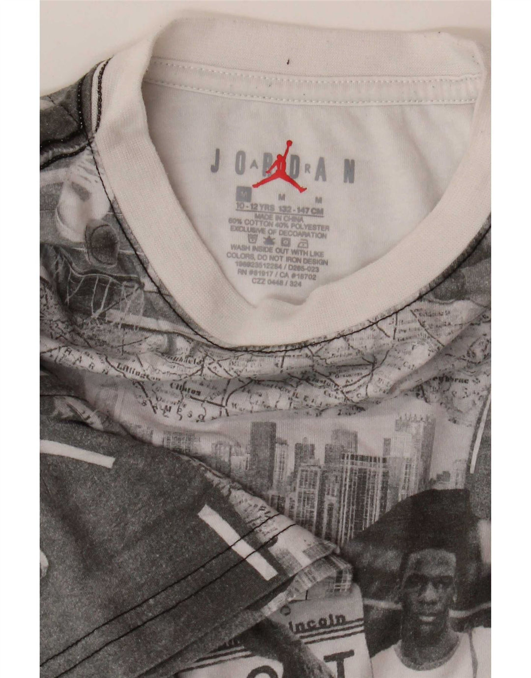 Jordan Boys Graphic T-Shirt Top 10-11 Years Medium Grey Patchwork Cotton