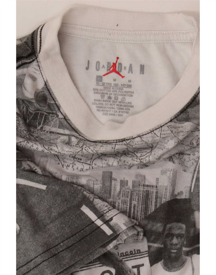 Jordan Boys Graphic T-Shirt Top 10-11 Years Medium Grey Patchwork Cotton