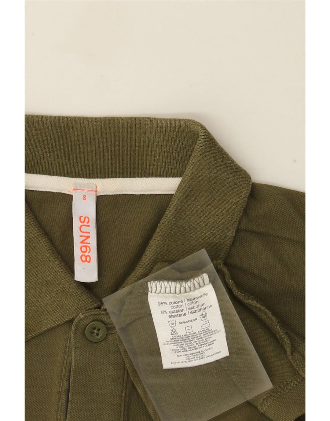 Sun68 Mens Polo Shirt Small Khaki Cotton