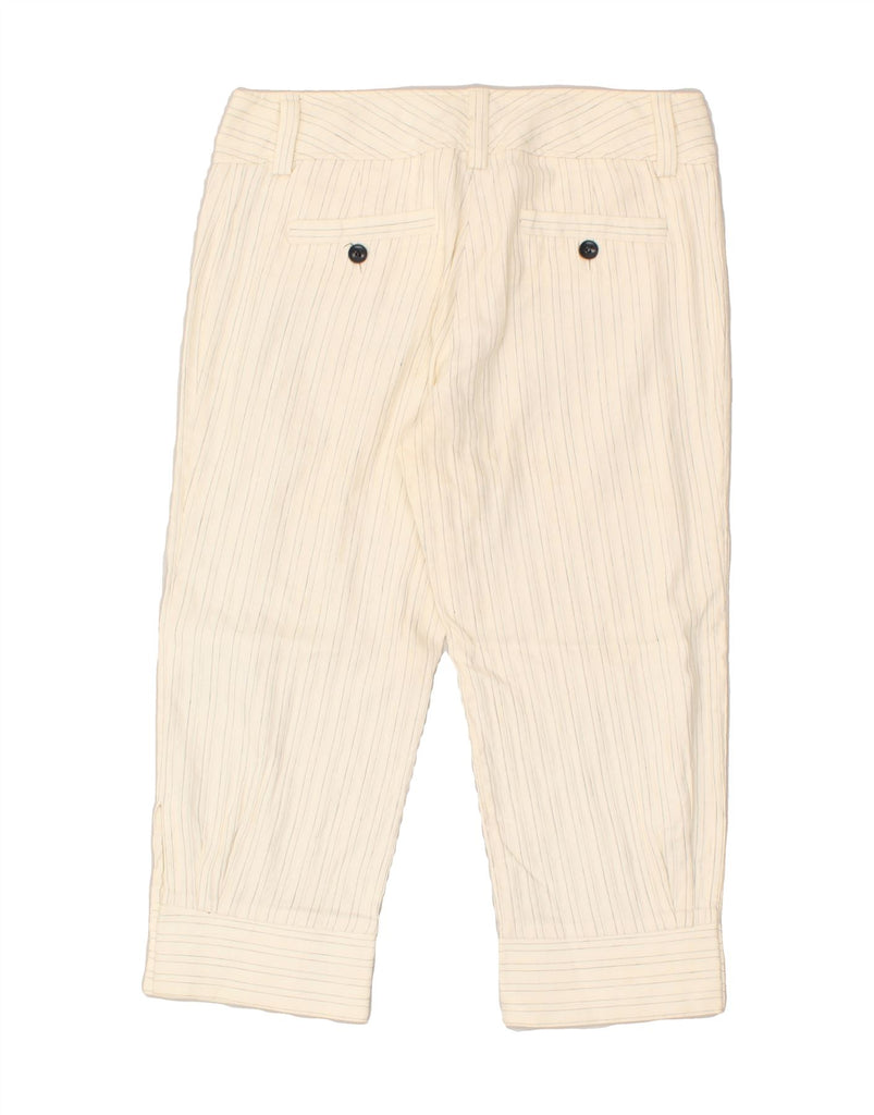 MASSIMO DUTTI Womens Straight Capri Trousers W28 L19  Off White Pinstripe | Vintage Massimo Dutti | Thrift | Second-Hand Massimo Dutti | Used Clothing | Messina Hembry 