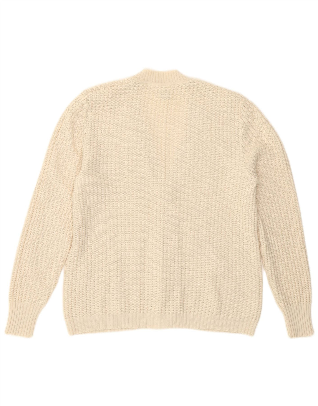 Vintage Womens Cardigan Sweater IT 48 XL White Virgin Wool