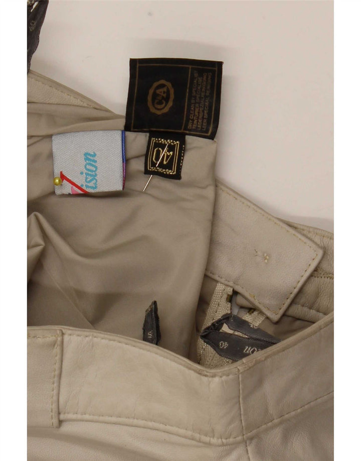 C&A Womens Midi Leather Skirt EU 40 Medium W28 Beige Leather