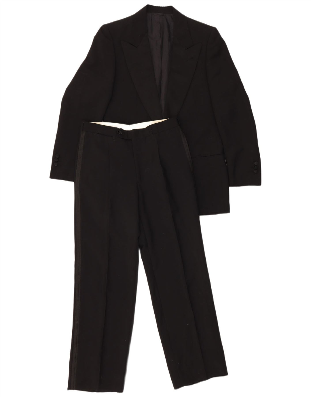 VINTAGE Mens 1 Button 2 Piece Set IT 46 Small W29 L29 Black Wool