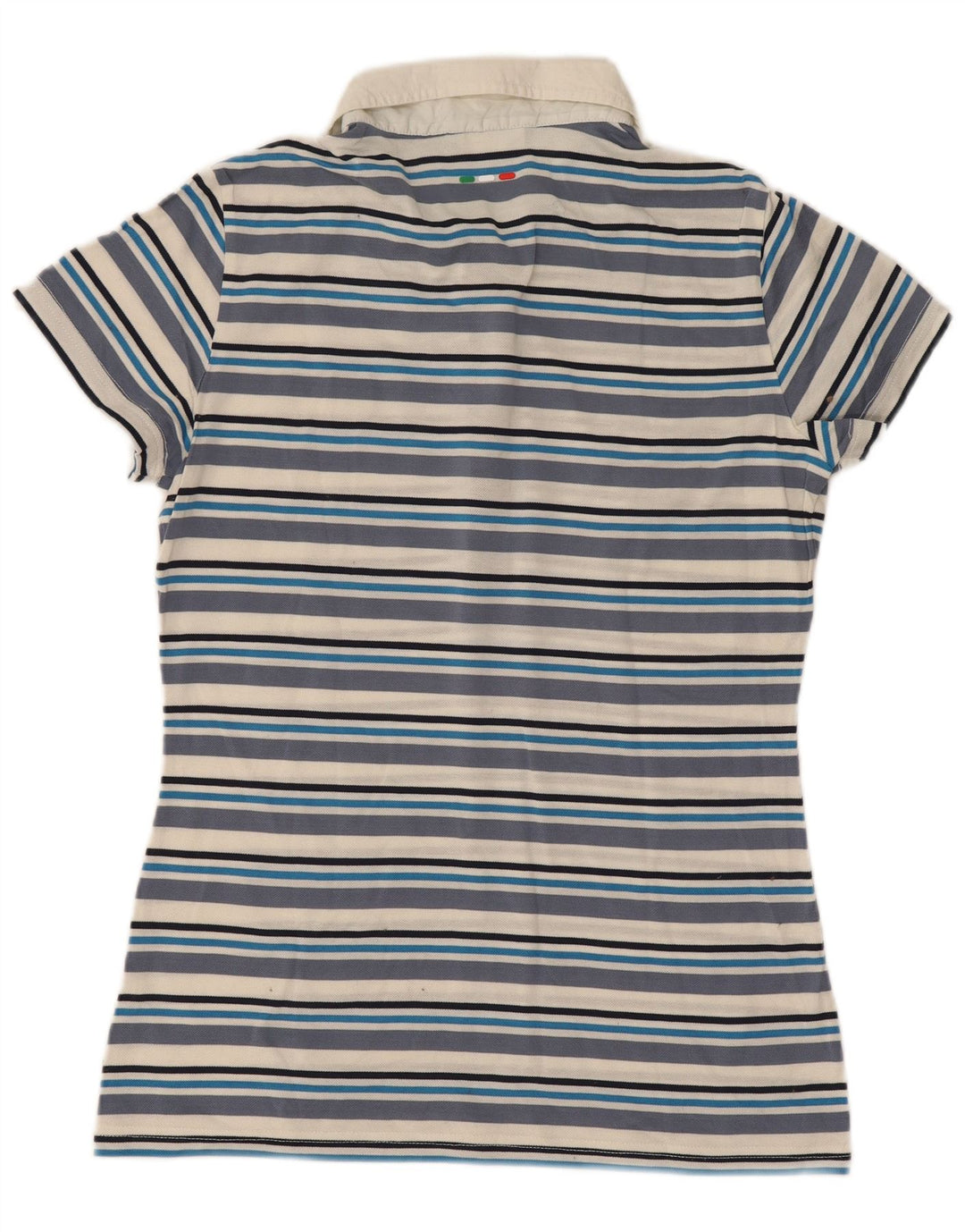 Fila Womens Polo Shirt UK 12 Medium Blue Striped
