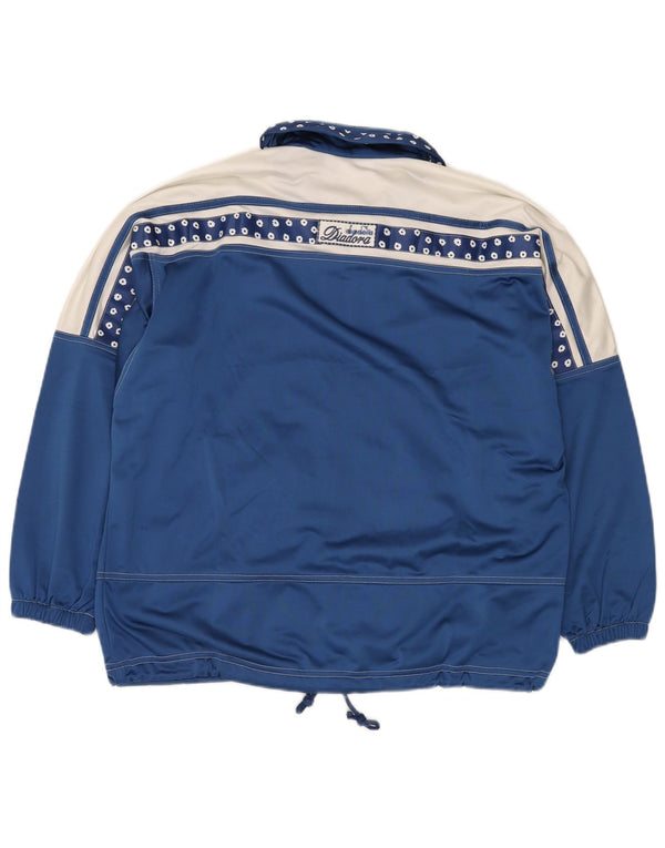 DIADORA Womens Oversized Tracksuit Top Jacket UK 12 Medium Blue Floral