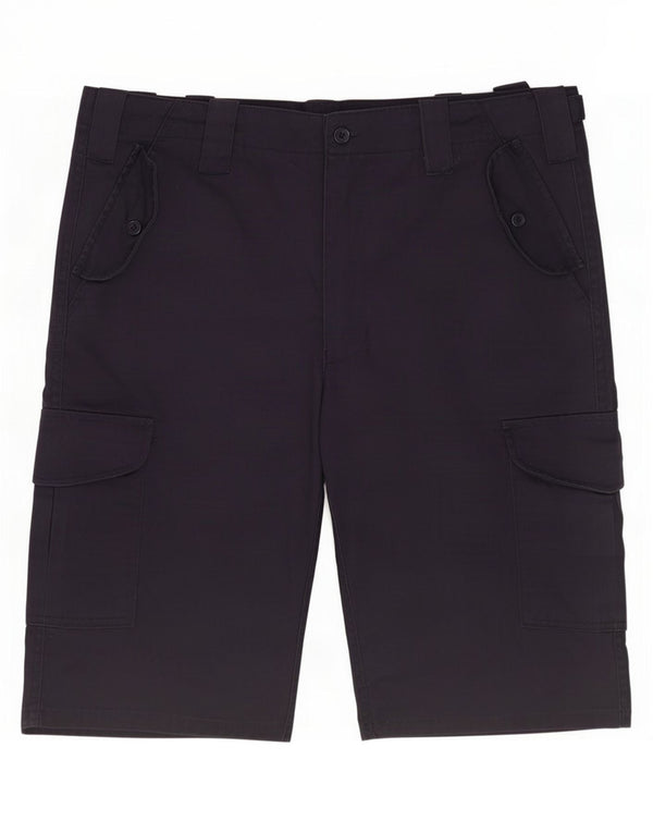 Vintage Mens Cargo Shorts Medium W32 Navy Blue Polyester
