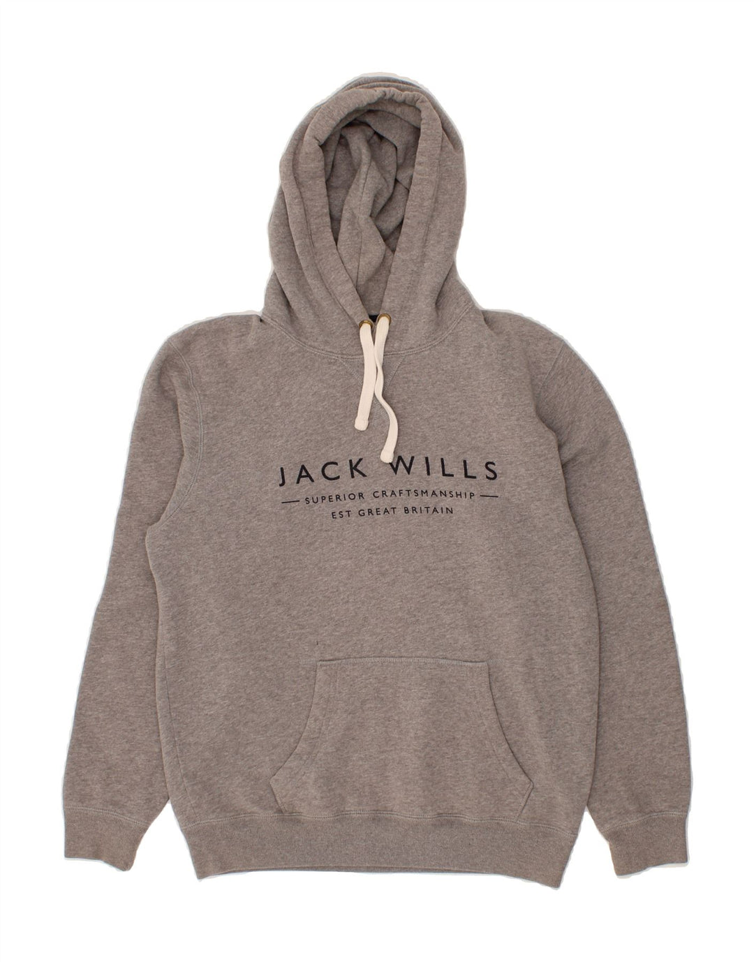 JACK WILLS Mens Graphic Hoodie Jumper Small Grey Cotton Vintage Jack Wills and Second-Hand Jack Wills from Messina Hembry 