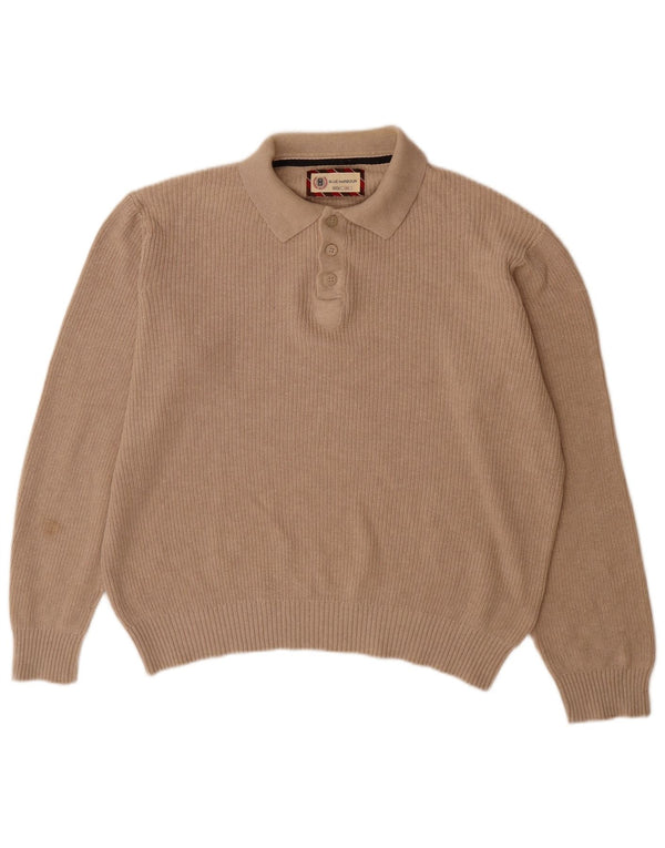Marks & Spencer Mens Blue Harbour Polo Neck Jumper Sweater Large Beige