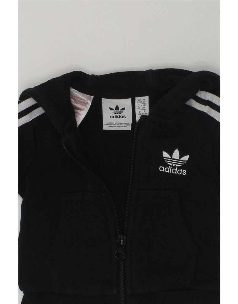 ADIDAS Baby Boys Zip Hoodie Sweater 0-3 Months Black Cotton | Vintage Adidas | Thrift | Second-Hand Adidas | Used Clothing | Messina Hembry 