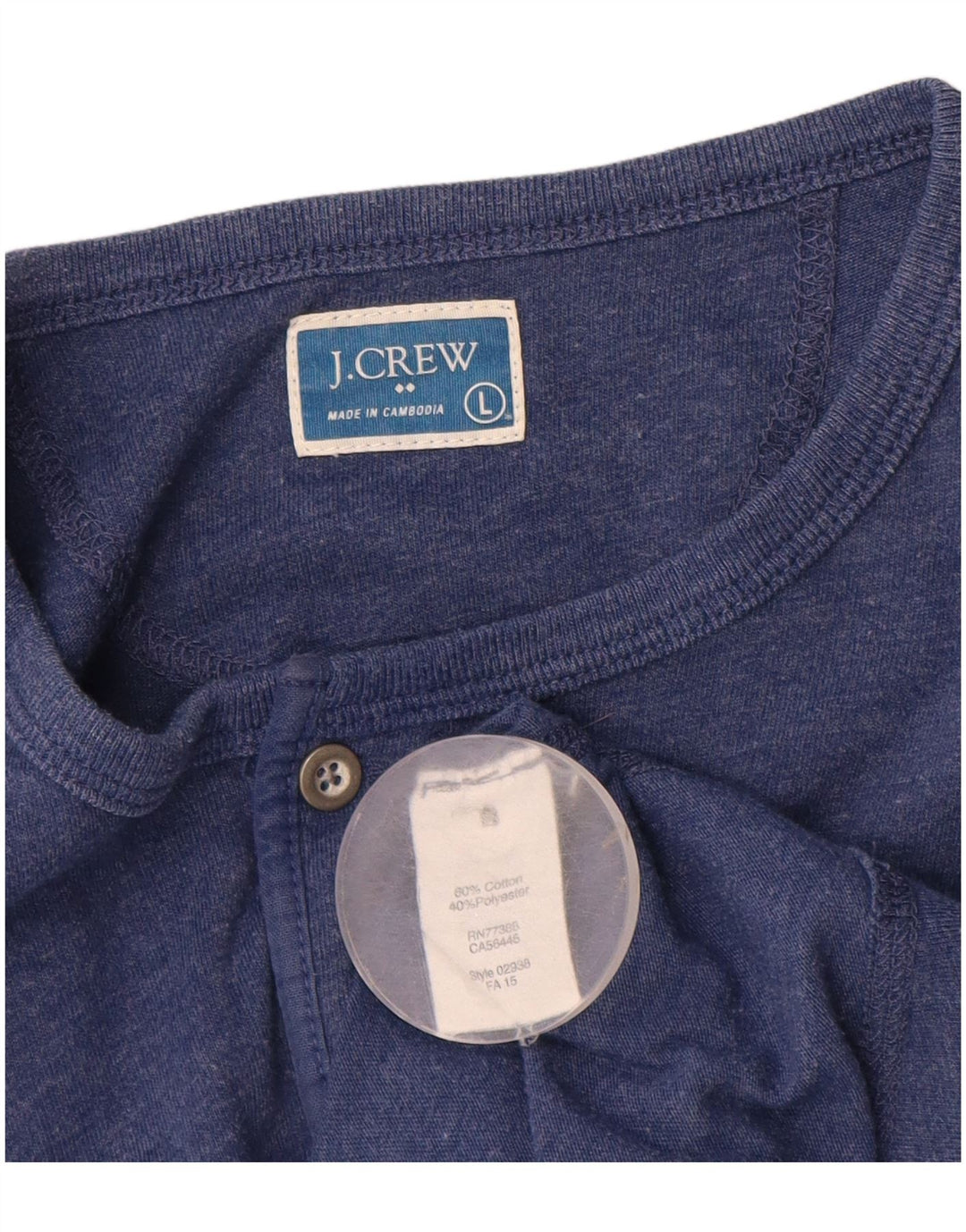 J. Crew Mens Top Long Sleeve Large Navy Blue Cotton