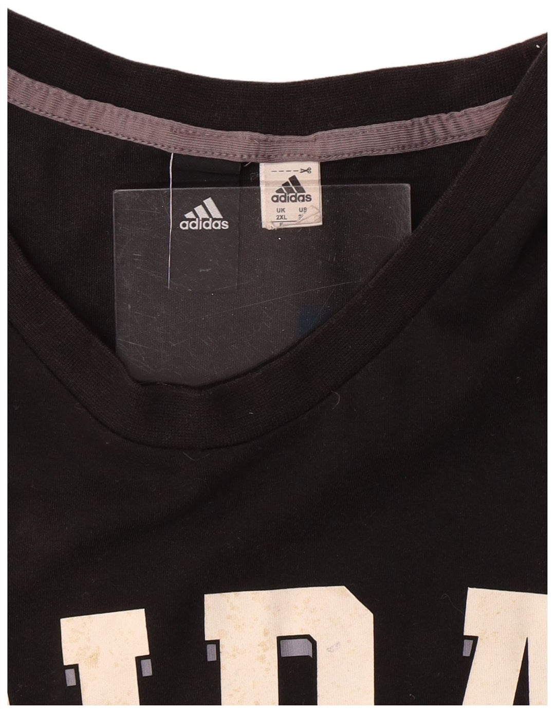 ADIDAS Mens Graphic T-Shirt Top 2XL Black Cotton