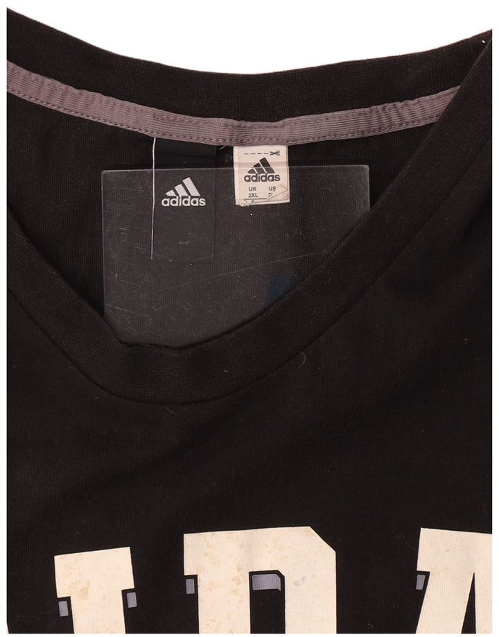 ADIDAS Mens Graphic T-Shirt Top 2XL Black Cotton
