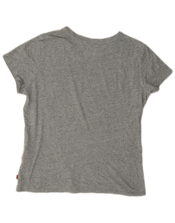 Levi's Womens Graphic T-Shirt Top UK 14 Medium Grey Flecked Cotton