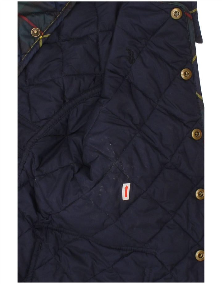 Ralph Lauren Girls Quilted Jacket 3-4 Years Navy Blue Check