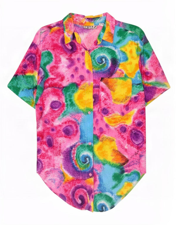 Vintage Womens Abstract Pattern Shirt Blouse UK 14 Medium Multicoloured