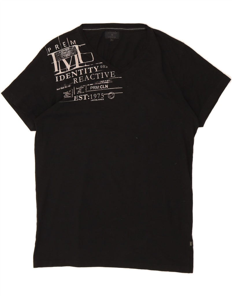 JACK & JONES Mens Graphic T-Shirt Top Large Black Cotton Vintage Jack & Jones and Second-Hand Jack & Jones from Messina Hembry 