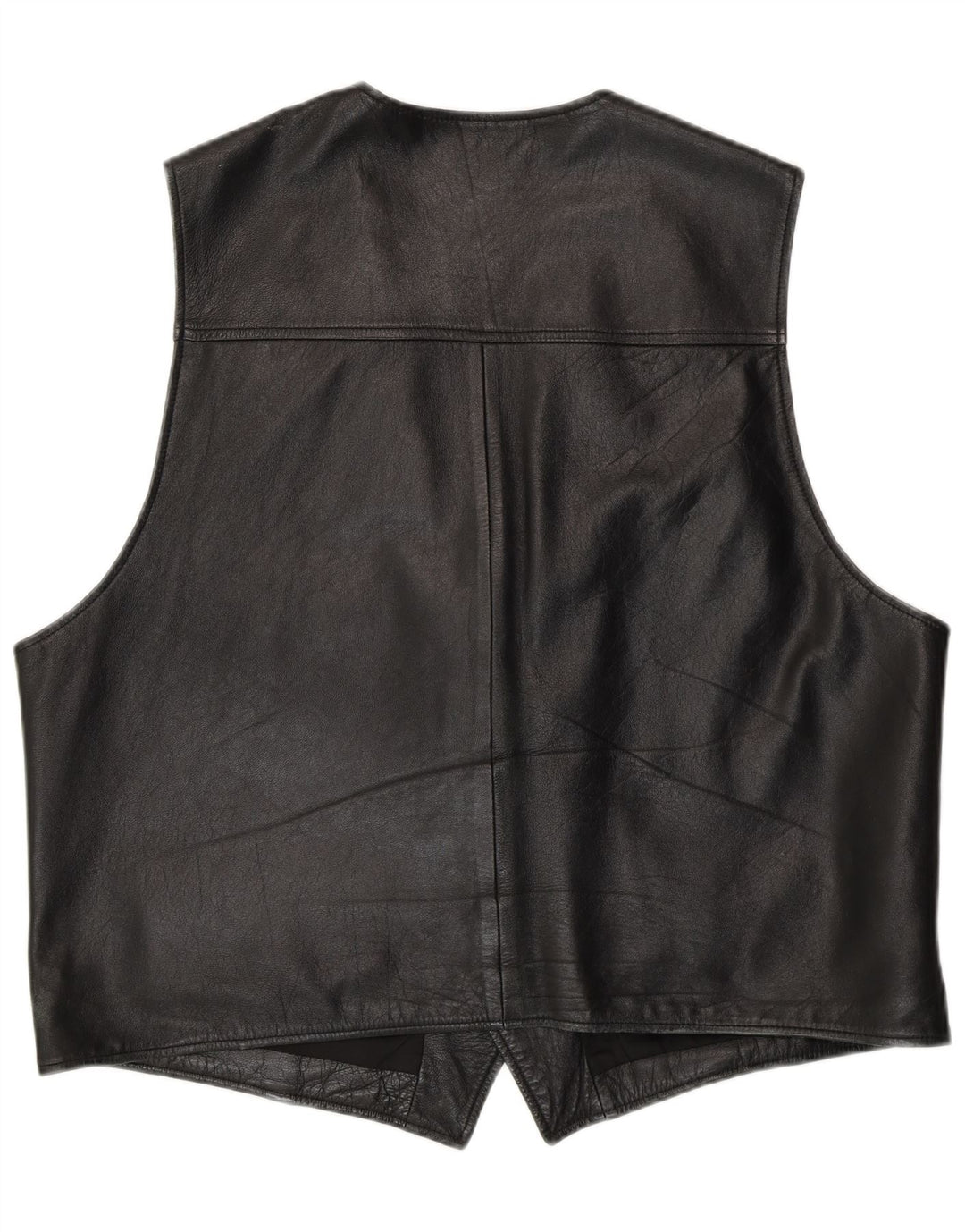 C&A Mens Leather Waistcoat XL Black Leather