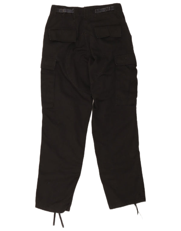 Vintage Womens Regular Cargo Trousers Small W28 L30 Black Cotton
