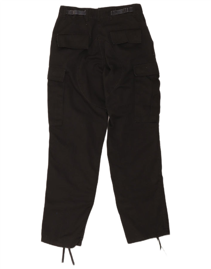 Vintage Womens Regular Cargo Trousers Small W28 L30 Black Cotton