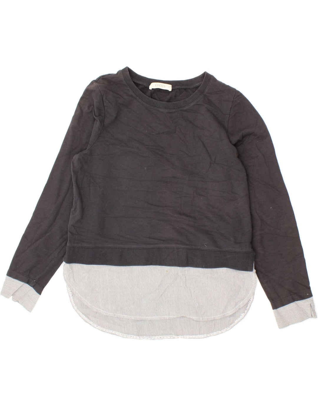 OASIS Womens Sweatshirt Jumper UK 14 Medium Black Colourblock Cotton Vintage Oasis and Second-Hand Oasis from Messina Hembry 
