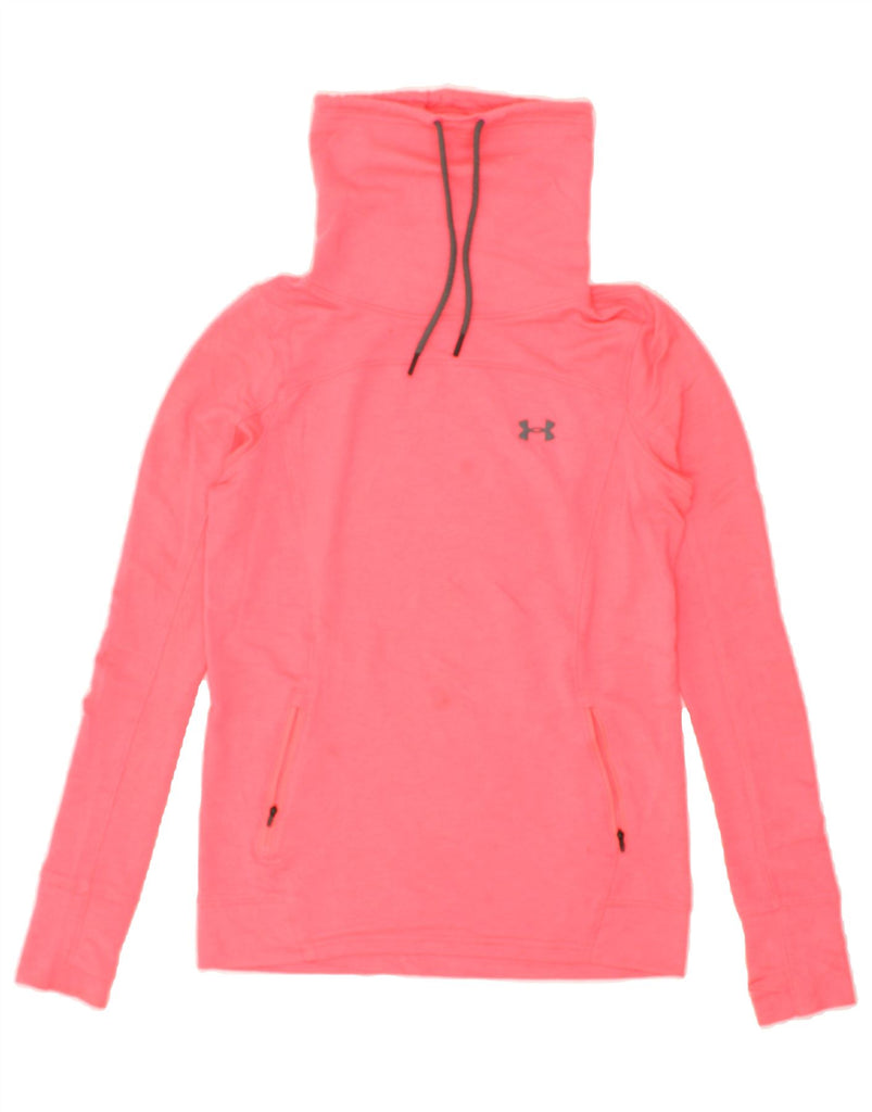 UNDER ARMOUR Womens Roll Neck Sweatshirt Jumper UK 10 Small Pink Polyester | Vintage Under Armour | Thrift | Second-Hand Under Armour | Used Clothing | Messina Hembry 